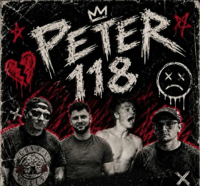 Peter 118 gig poster: band logo and the four band members